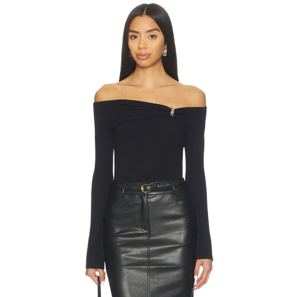 4th & Reckless Virgo Top in Black XSmall New Womens Long Sleeve Blouse